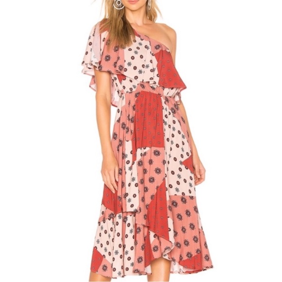 House of Harlow 1960 x Revolve | red/beige tones, patchwork boho dress | small - Picture 1 of 7